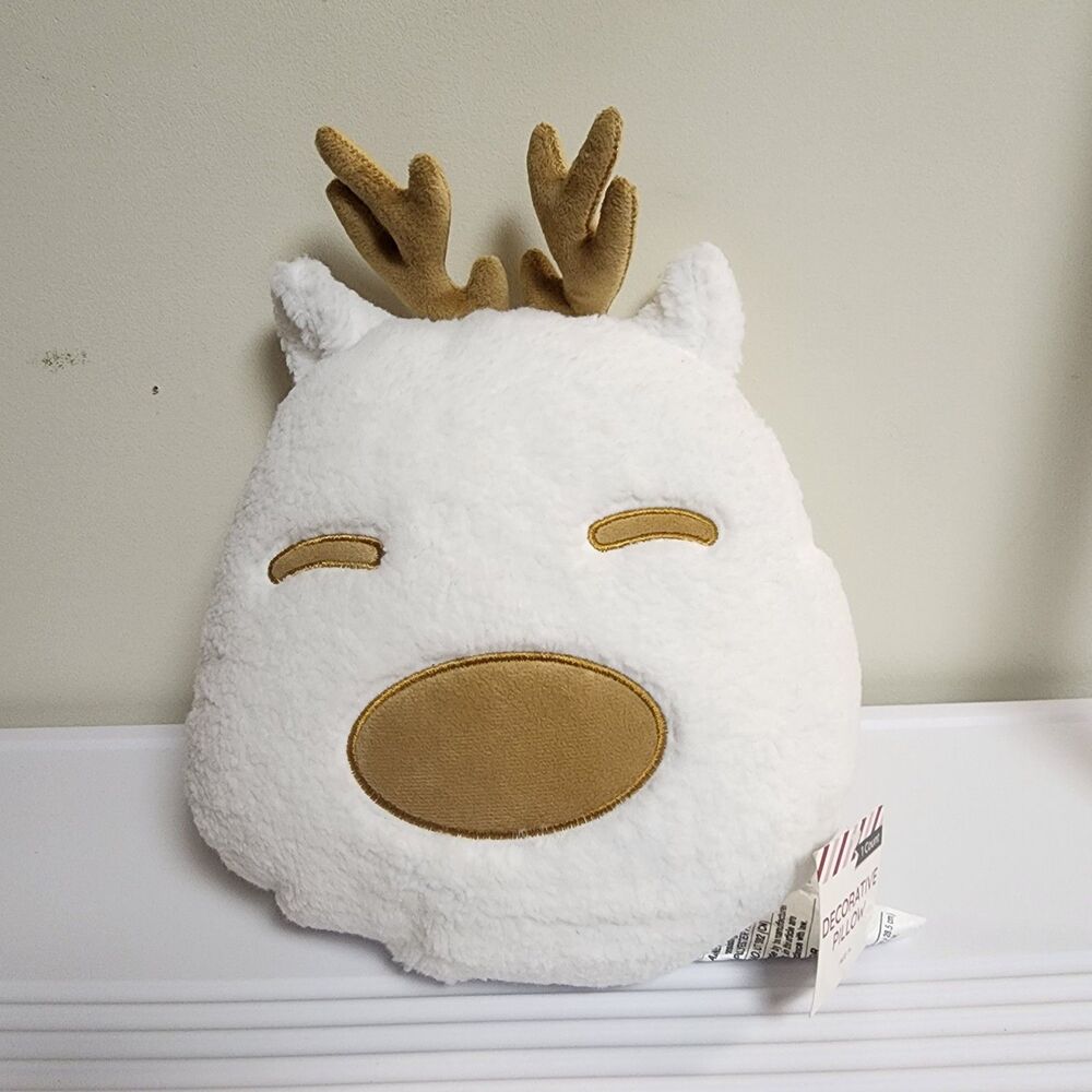 Target Bullseye Playground White Reindeer Plush Pillow Christmas 2024